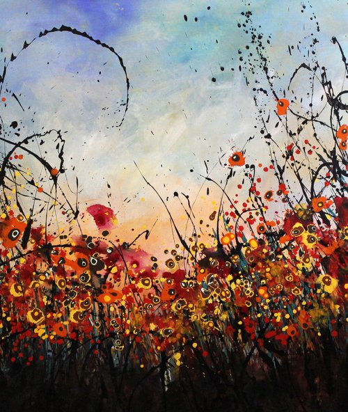 Stand By Me  - Super sized original floral landscape by Cecilia Frigati