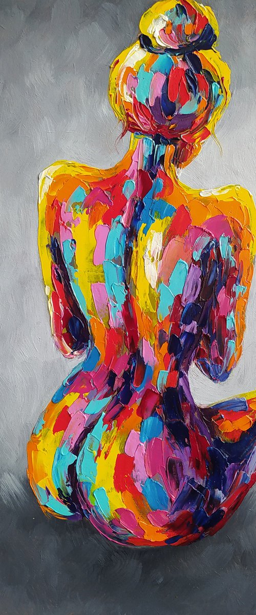 Beautiful lines - woman body, nude, erotic, body, woman, woman body, oil painting, gift for him, gift for man, nu by Anastasia Kozorez