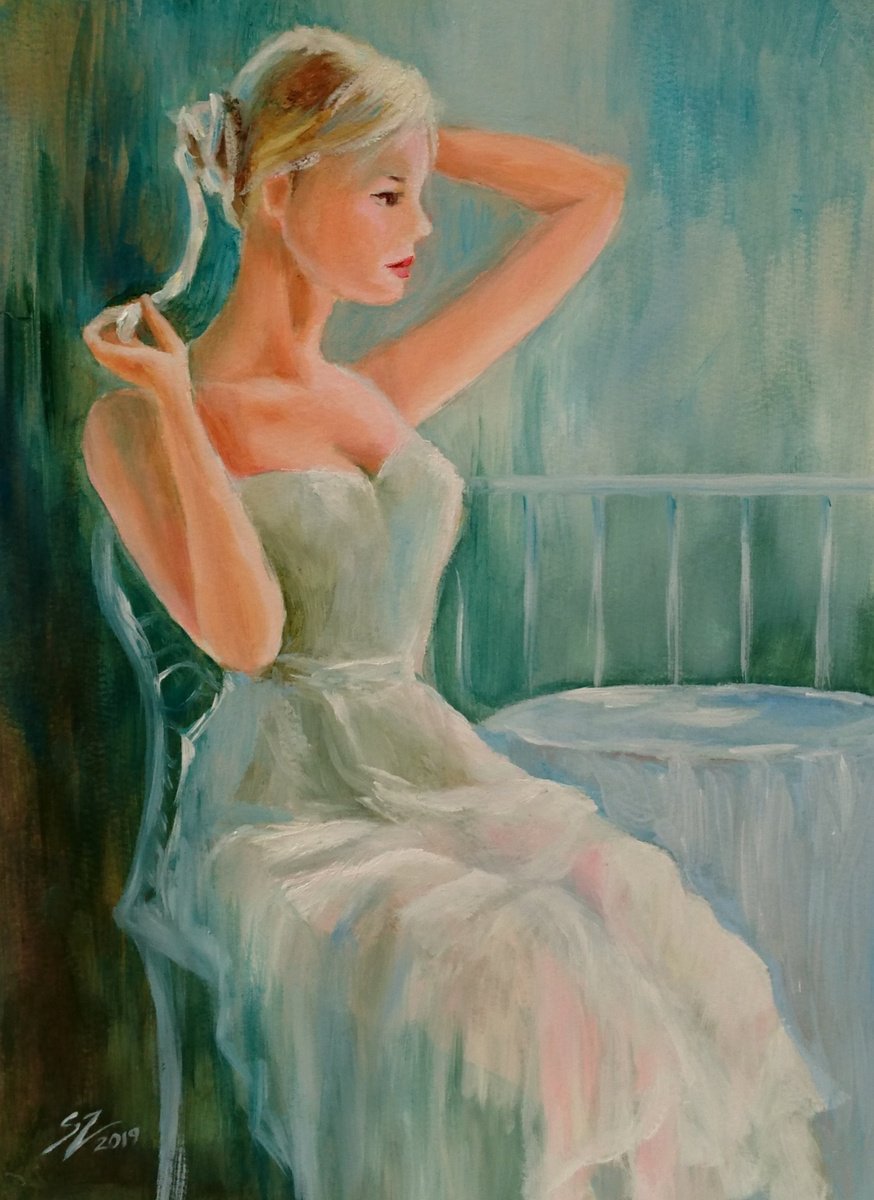 Impressionistic Portrait Oil Painting By Susana Z. Harris, 8 X 11", Spring Light, Original Artwork