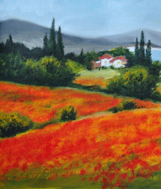 Landscape with poppies