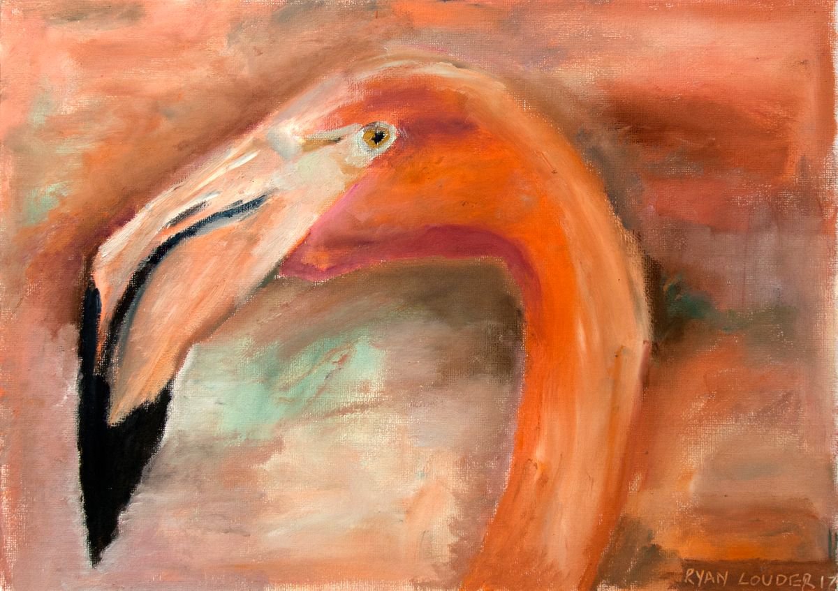 FLAMINGO bird painting Oil On Paper Study of Flamingo bird Picture bird art by Ryan  Louder