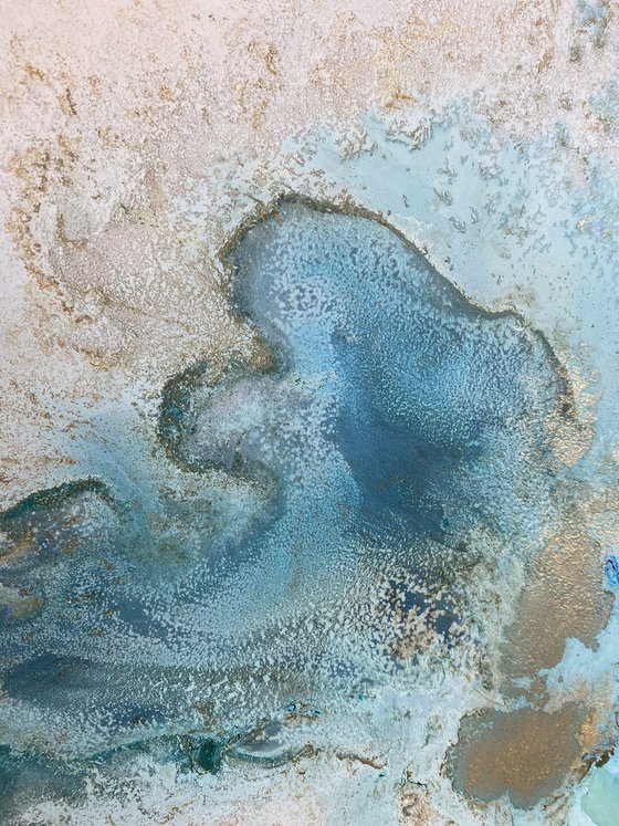 Aqua Gold Abstract Painting