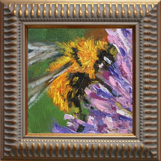 BUMBLEBEE 10 framed / FROM MY SERIES "MINI PICTURE" / ORIGINAL PAINTING