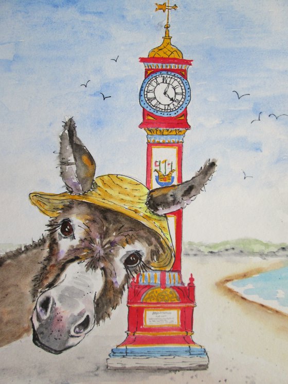 Donkey visiting the Beach and the Jubilee Clock