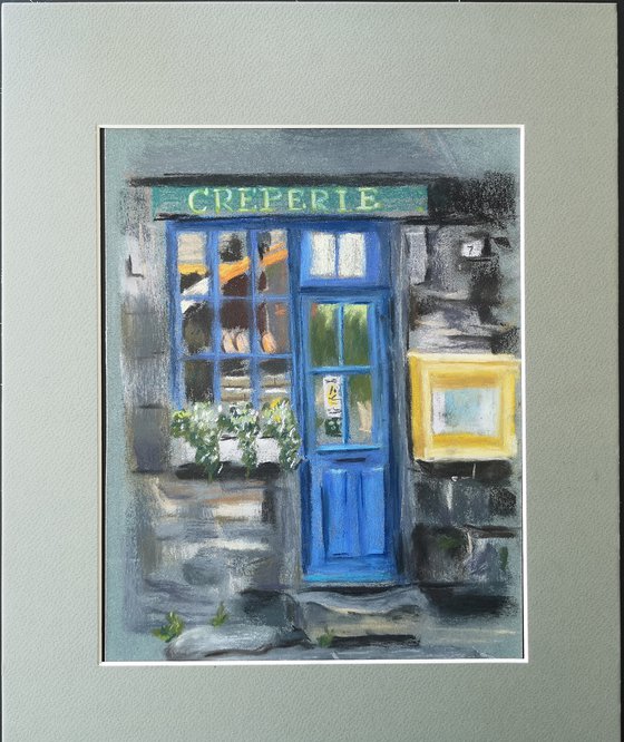 Blue door painting (pastel)