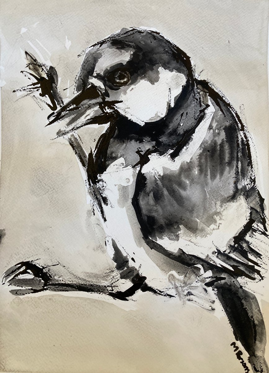 Ink Great Tit by Michelle Parsons