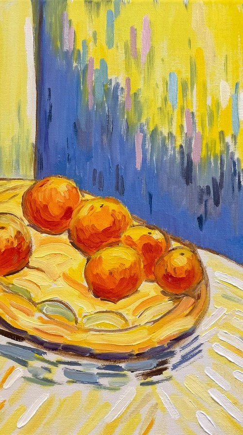 Basket with Six Oranges by Kat X