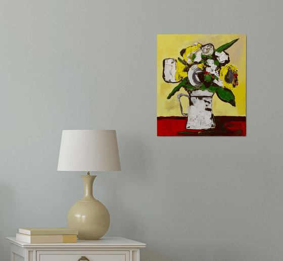 Wildflower still life on yellow background