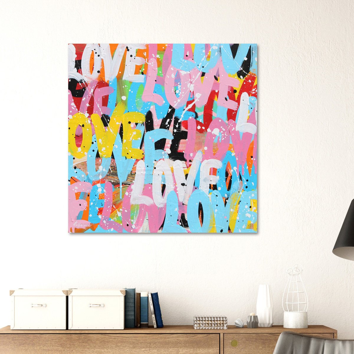 Urban And Pop Abstract Acrylic Painting By Isabelle Pelletane, 20 X 20, Love 6, Original Artwork