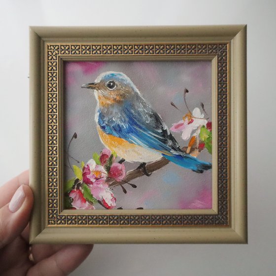 Bluebird mini oil painting