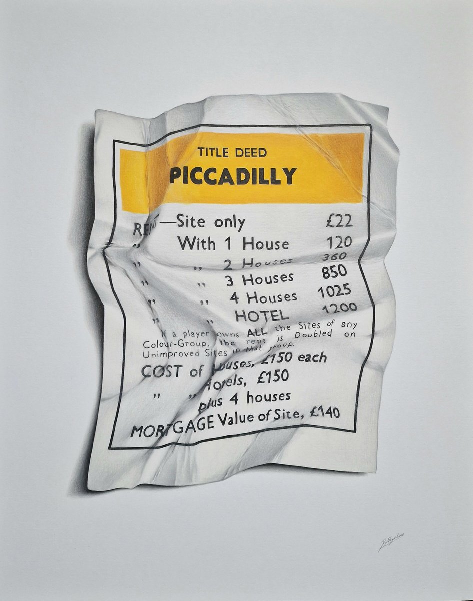 Photorealistic Pencil Drawing , Monopoly: Piccadilly By Daniel Shipton, 16 X 20, Artwork For Sale On Artfinder