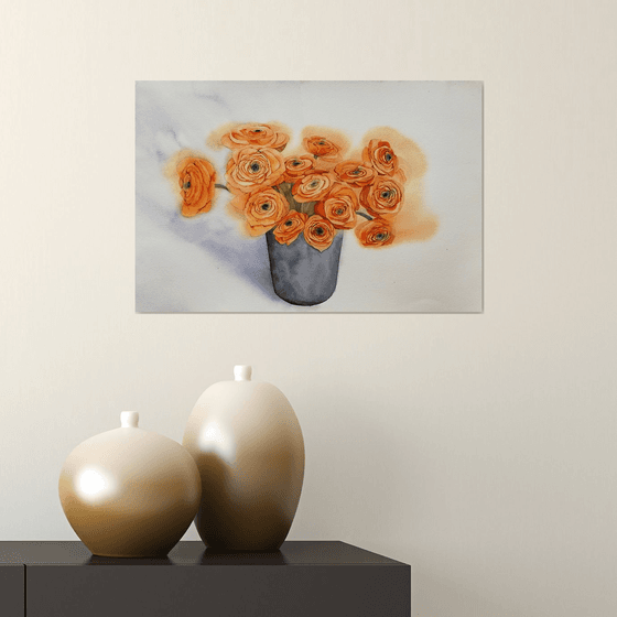 Orange flowers painting.