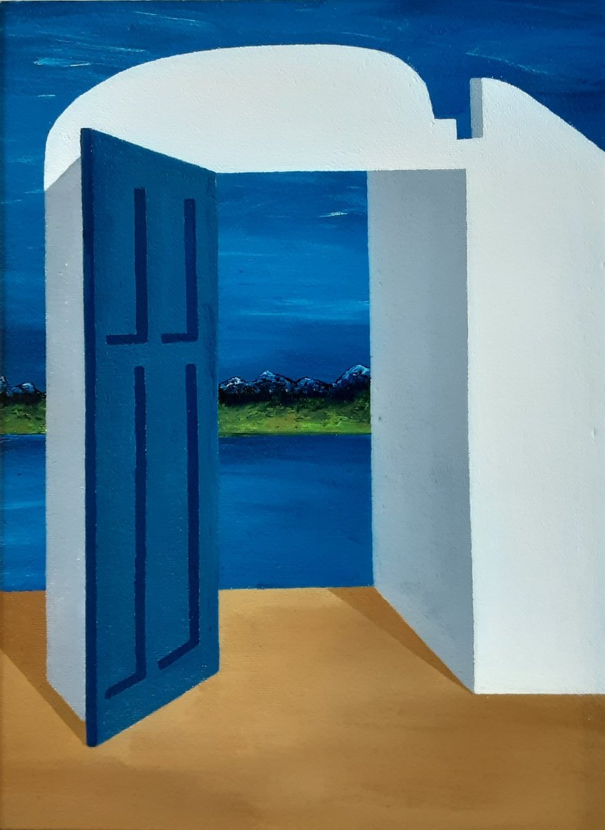 Surrealistic Abstract Oil Painting By Paul Heron, 19 X 25", The Opening, Original Artwork