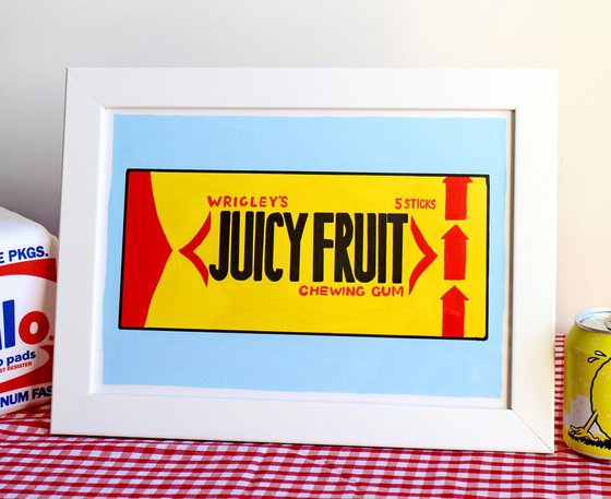 Juicy Fruit Chewing Gum Pop Art Painting On Paper