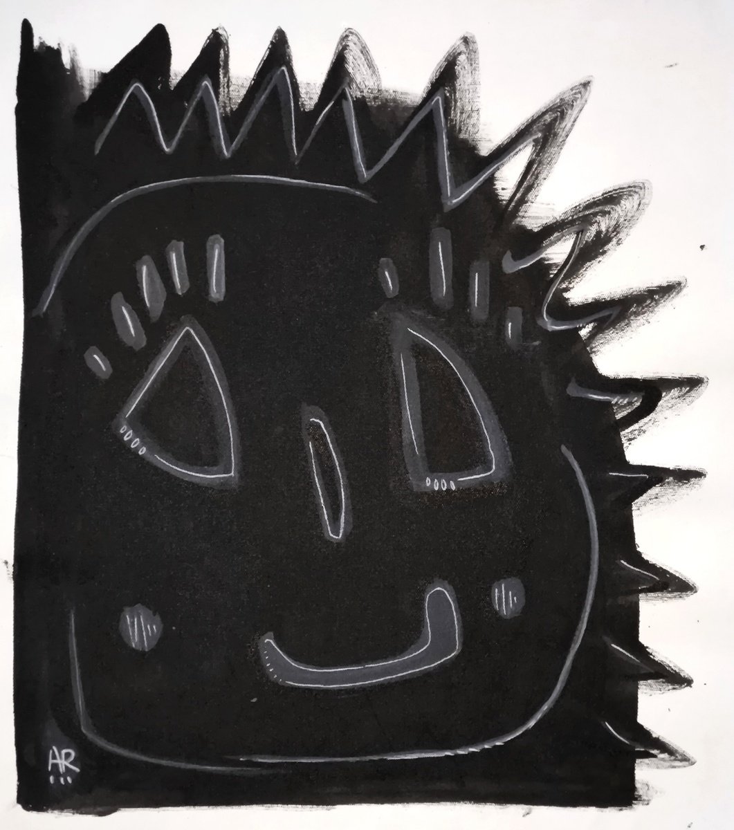 Expressive Animal Acrylic Painting By Angel Rivas, 18 X 20, Black Sun, Original Artwork