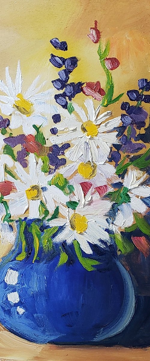 "Sitting in the Sun" - Still Life - Daisies - Flowers by Katrina Case