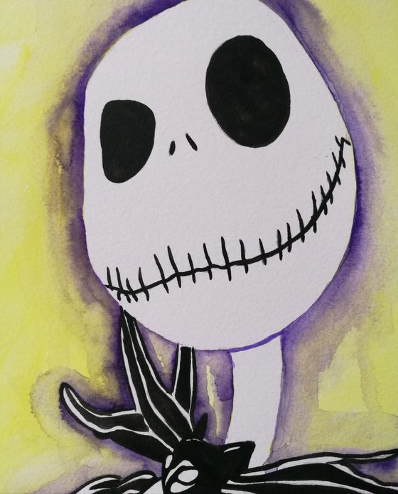 Mr Skellington. Jack Skellington watercolour painting.