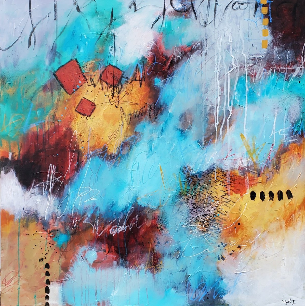 Abstract Acrylic Painting By Niyati Jiwani, 36 X 36", Treasures, Original Artwork
