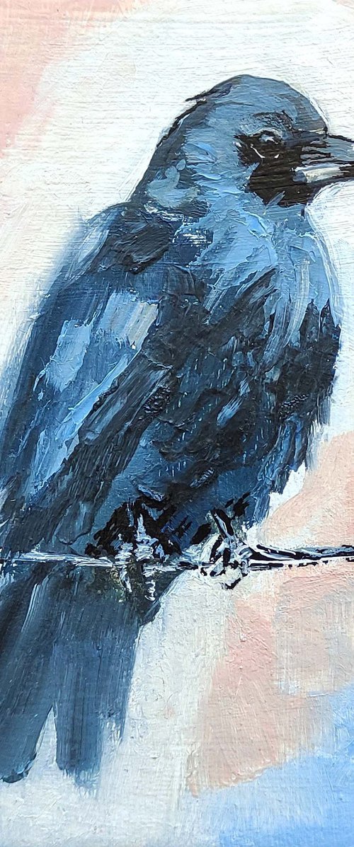 Crow Bird Painting Miniature Artwork by Yulia Berseneva
