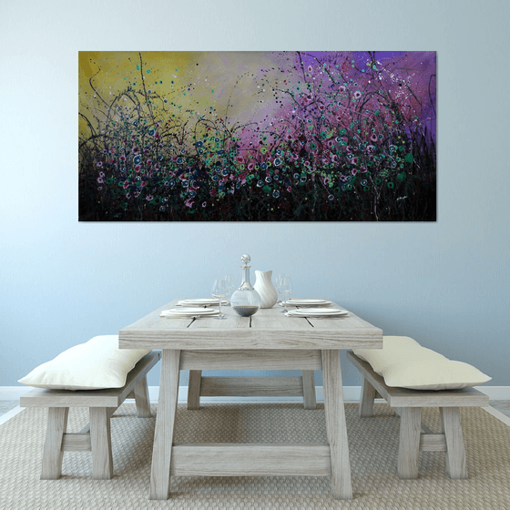 When The Night Falls  - Super sized original floral landscape