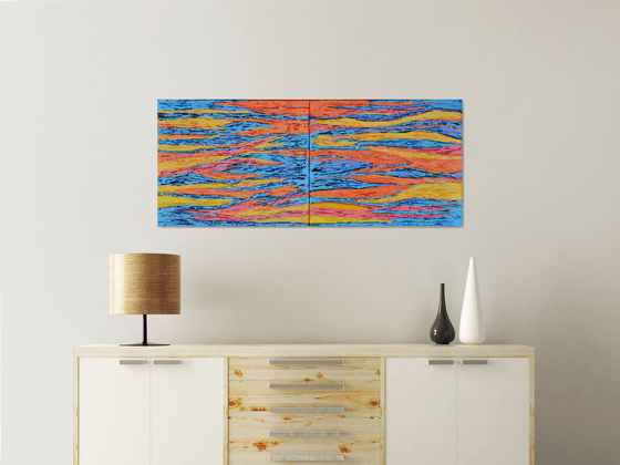 Enjoy Life - Diptych Palette Knife Textured Abstract art