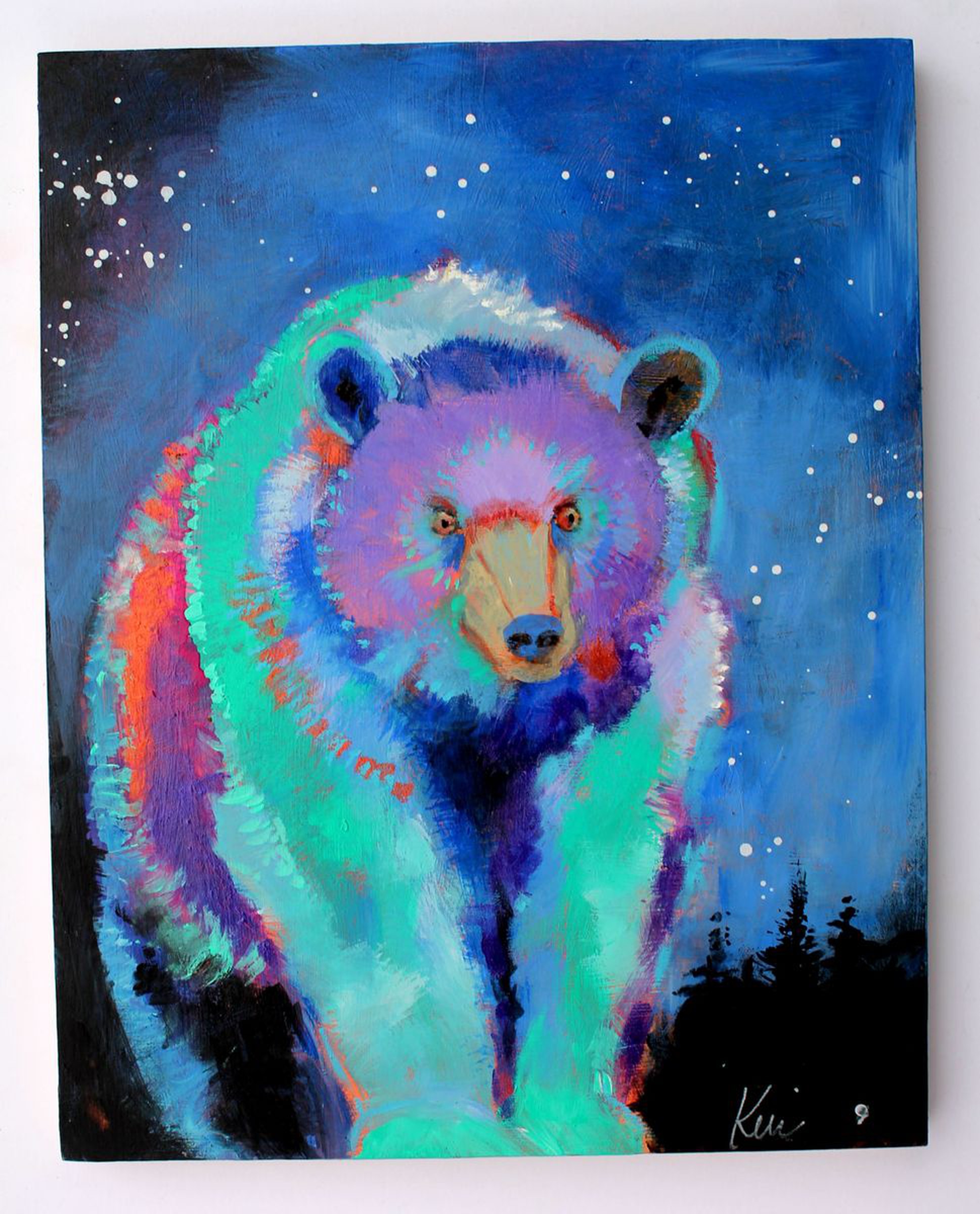 Bear S Starry Path 11x14 Small Colorful Bear Wi Artfinder