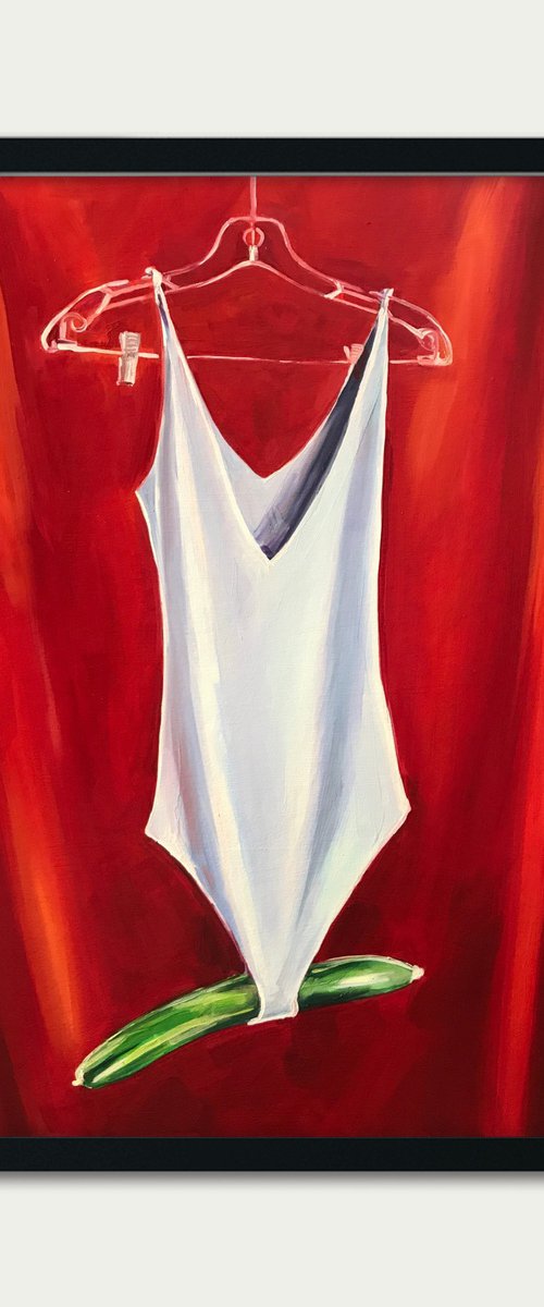 Bodysuit on Red Background by Sasha Robinson