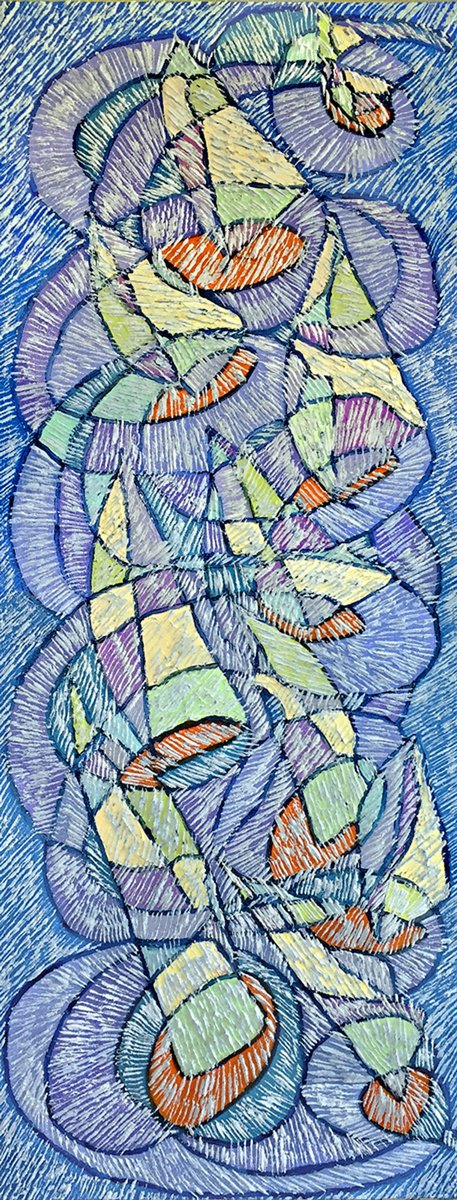 Abstract Landscape Oil Painting By Ann Parks Mccray, 16 X 40, Escaping Time, Original Artwork