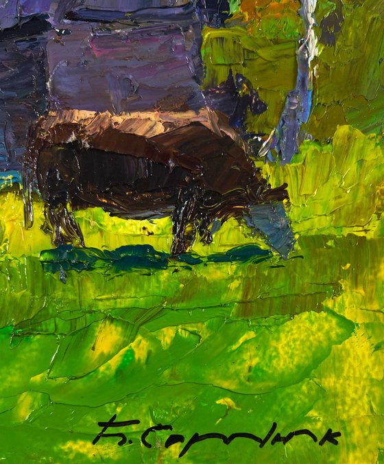 Lonely Cow in a Country Field