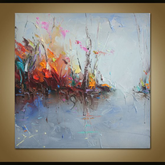 Winter mood. Abstract Oil Painting