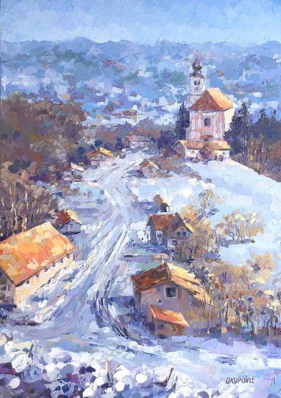 "Winter in Gorca. The Church of St. Trinity"