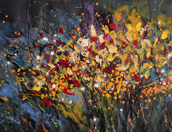 "Evanescence" #1  - Large original abstract floral landscape