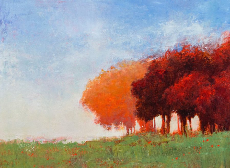 Red And Orange Oil Painting By Don Bishop 