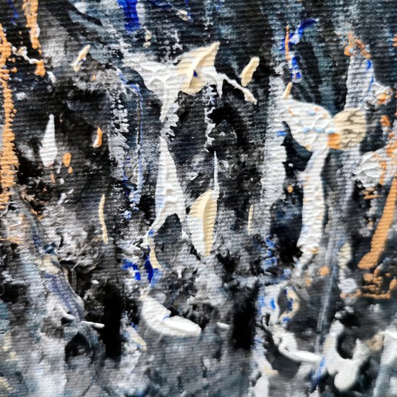 Beautiful abstract dark blue angel series painting by KLOSKA