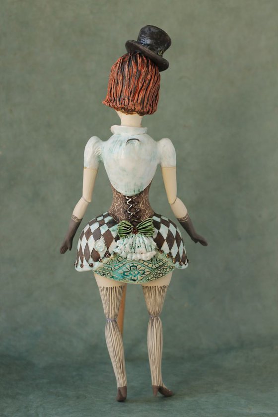 From the Cabaret girls, Varieté Girl with a cylinder hat. Wall sculpture by Elya Yalonetski