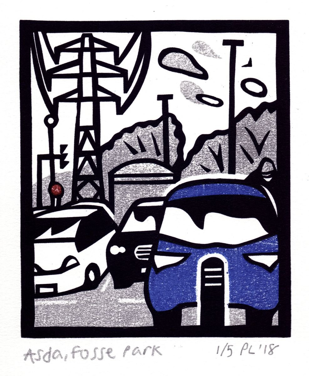Graphic Print , Asda, Fosse Park By Peter Long, 10 X 13, Artwork For Sale On Artfinder