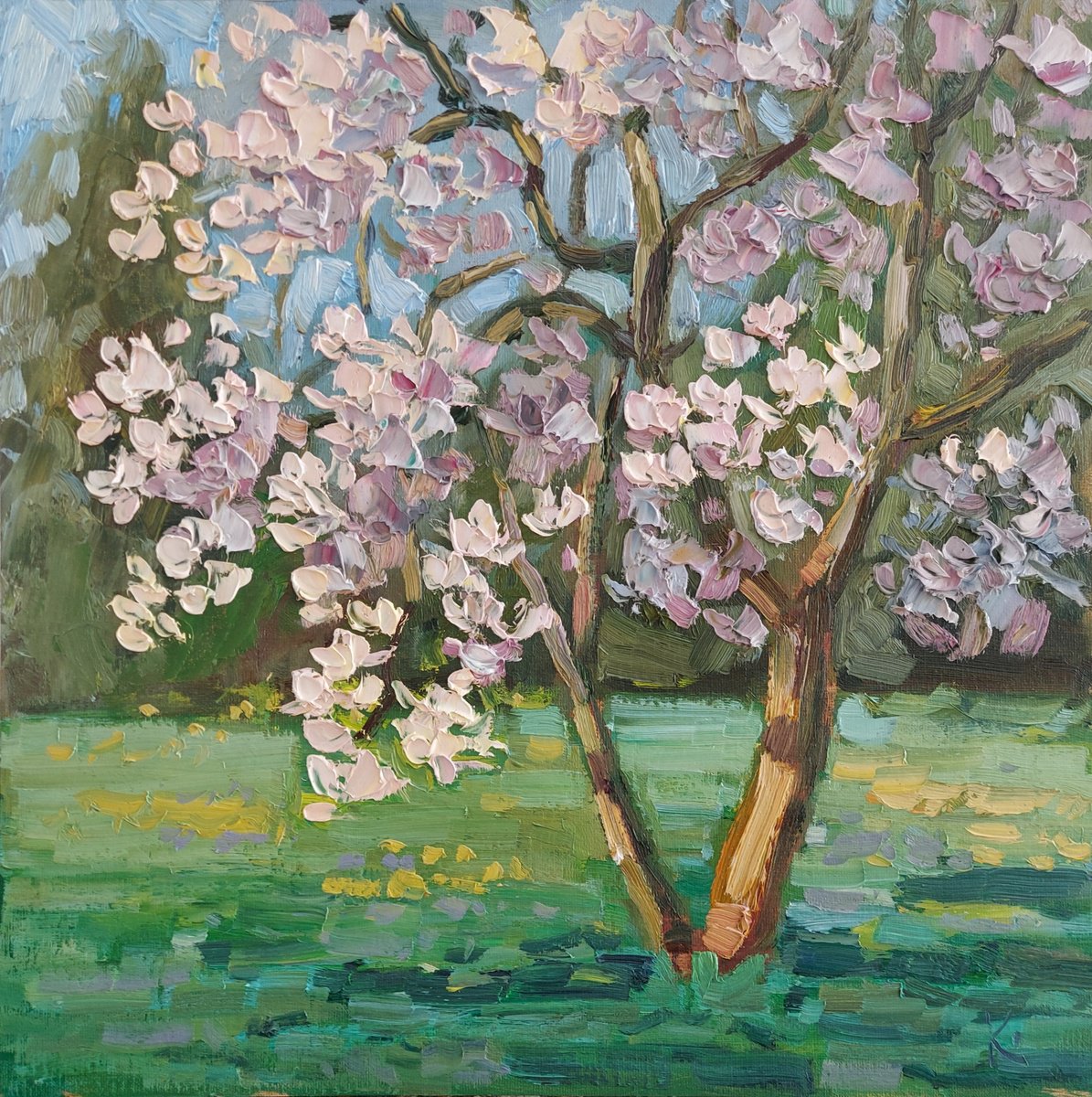 Landscape Magnolia blossom by Olena Kolotova