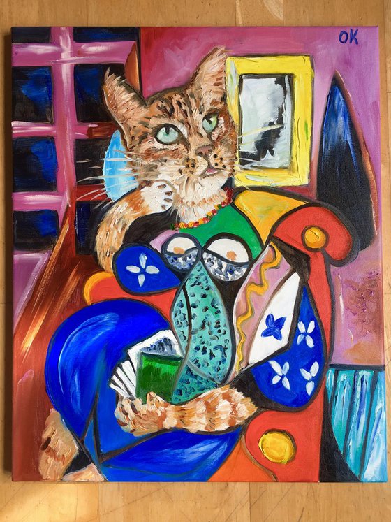 Dreaming Cat version of Picasso painting FOR CAT LOVERS GIFT IDEA