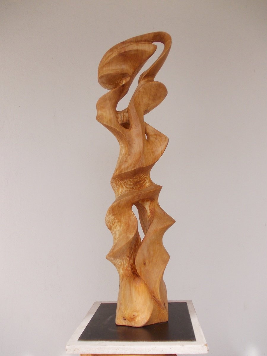 Organic Abstract Wood Sculpture By Michael Rofka, 10 X 35", Talk With The Birch, Original Artwork