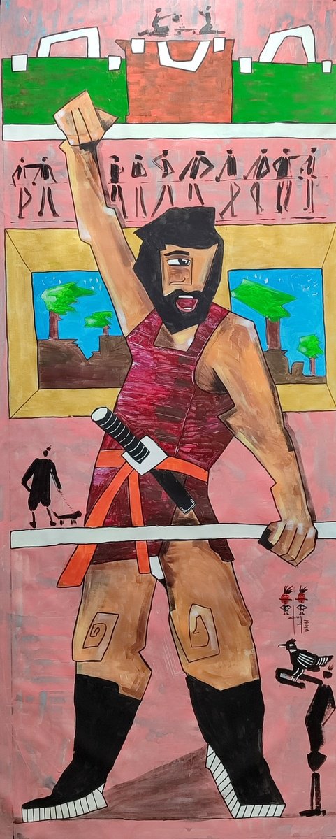 Urban And Pop Portrait Acrylic Painting By Gurgen Arutunyan, 30 X 75, Seventh, Original Artwork