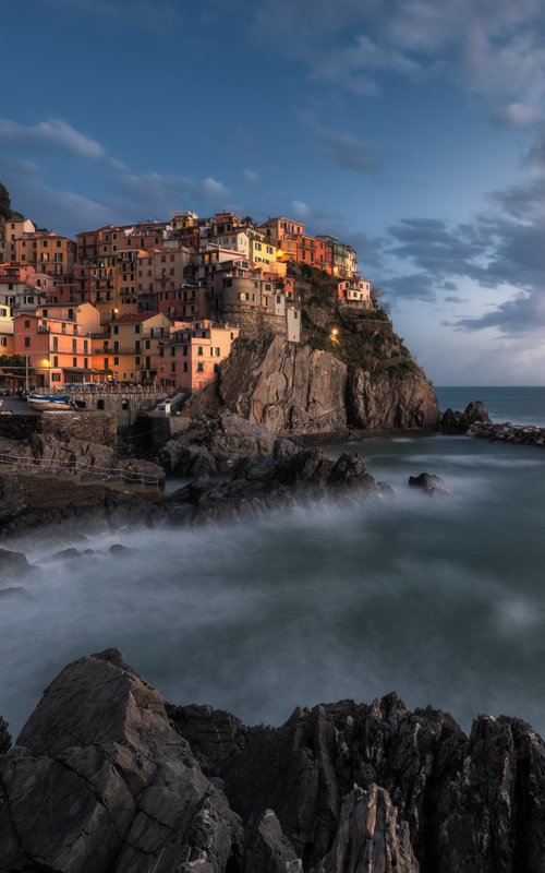 FIRST LIGHT OF MANAROLA - Photographic Print on 10mm Rigid Support by Giovanni Laudicina