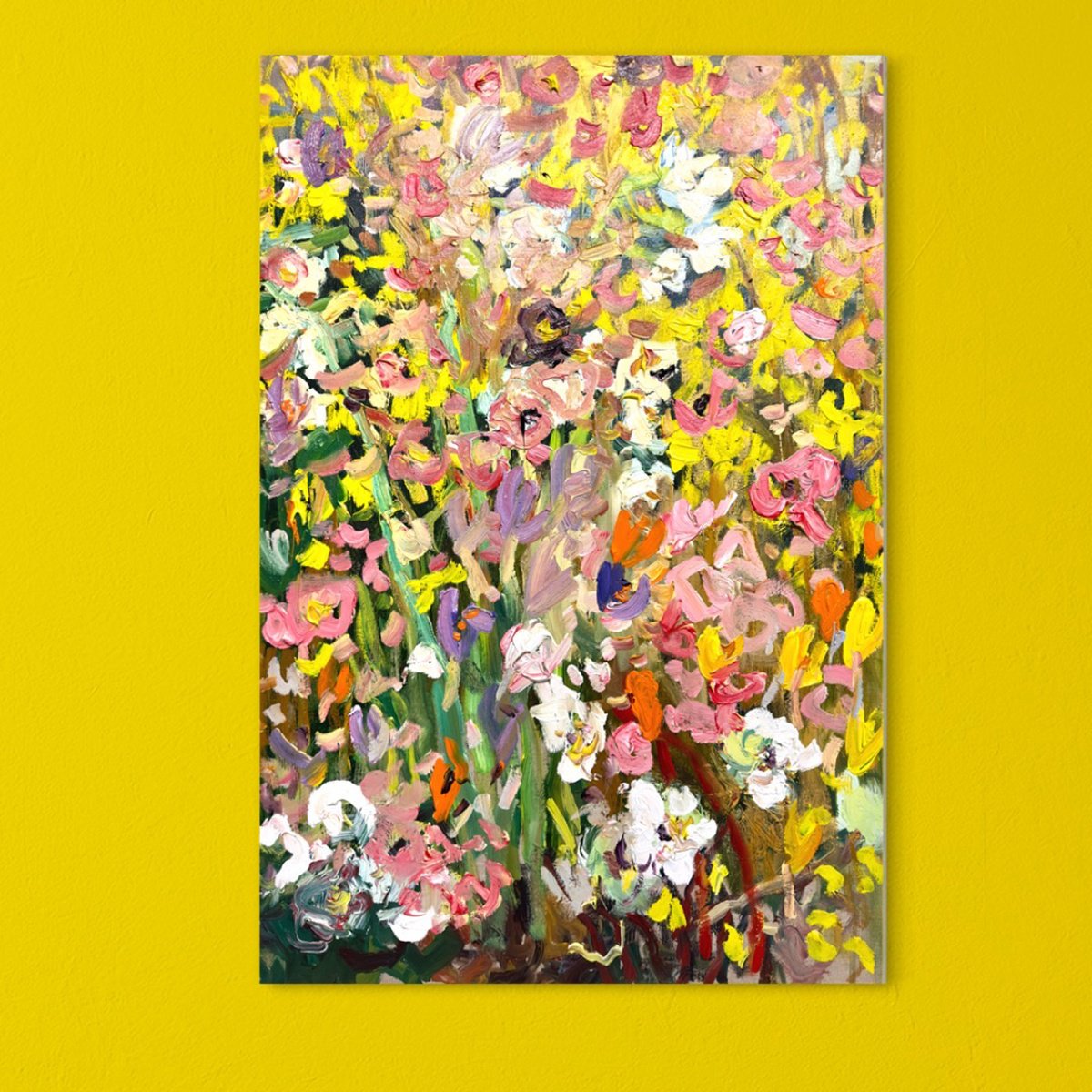 Impressionistic Botanical Oil Painting By Lilia Orlova-Holmes, 20 X 30", Spring Flowers, Original Artwork