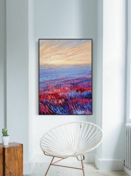 Pink Field at Sunrise 70x100cm