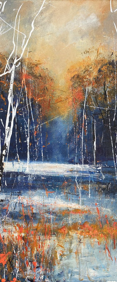 Winter Trees by Frozen Lake by Teresa Tanner