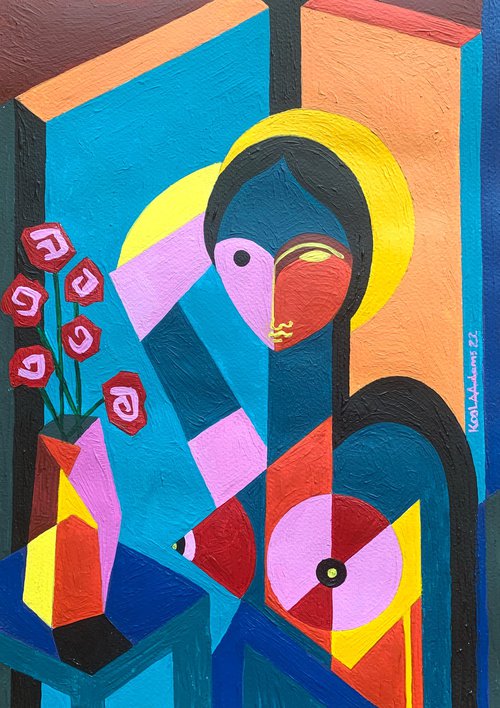 Woman with Red Roses VI by Koola Adams