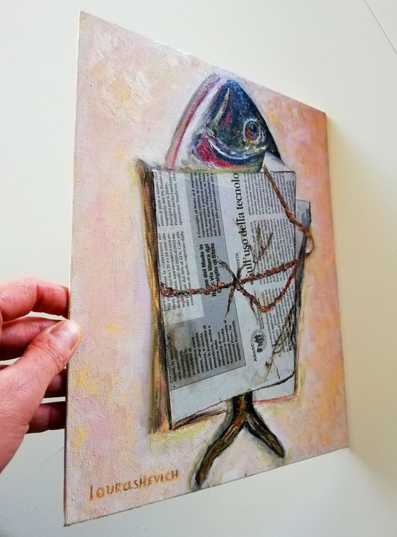 Fish Wrapped in Newspaper Bag