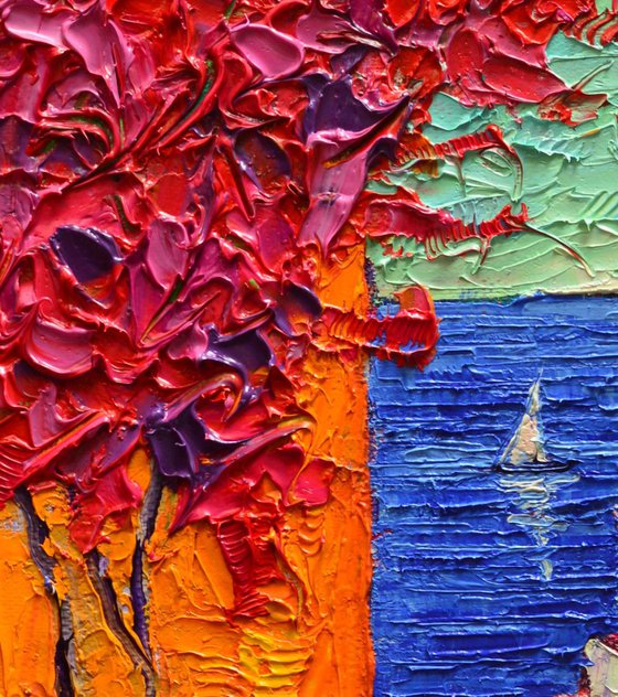 SANTORINI DREAM modern impressionist impasto palette knife oil painting