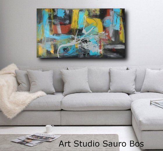 large abstract painting size- 150x80 cm (59,3"x31,50x1,6") title c511