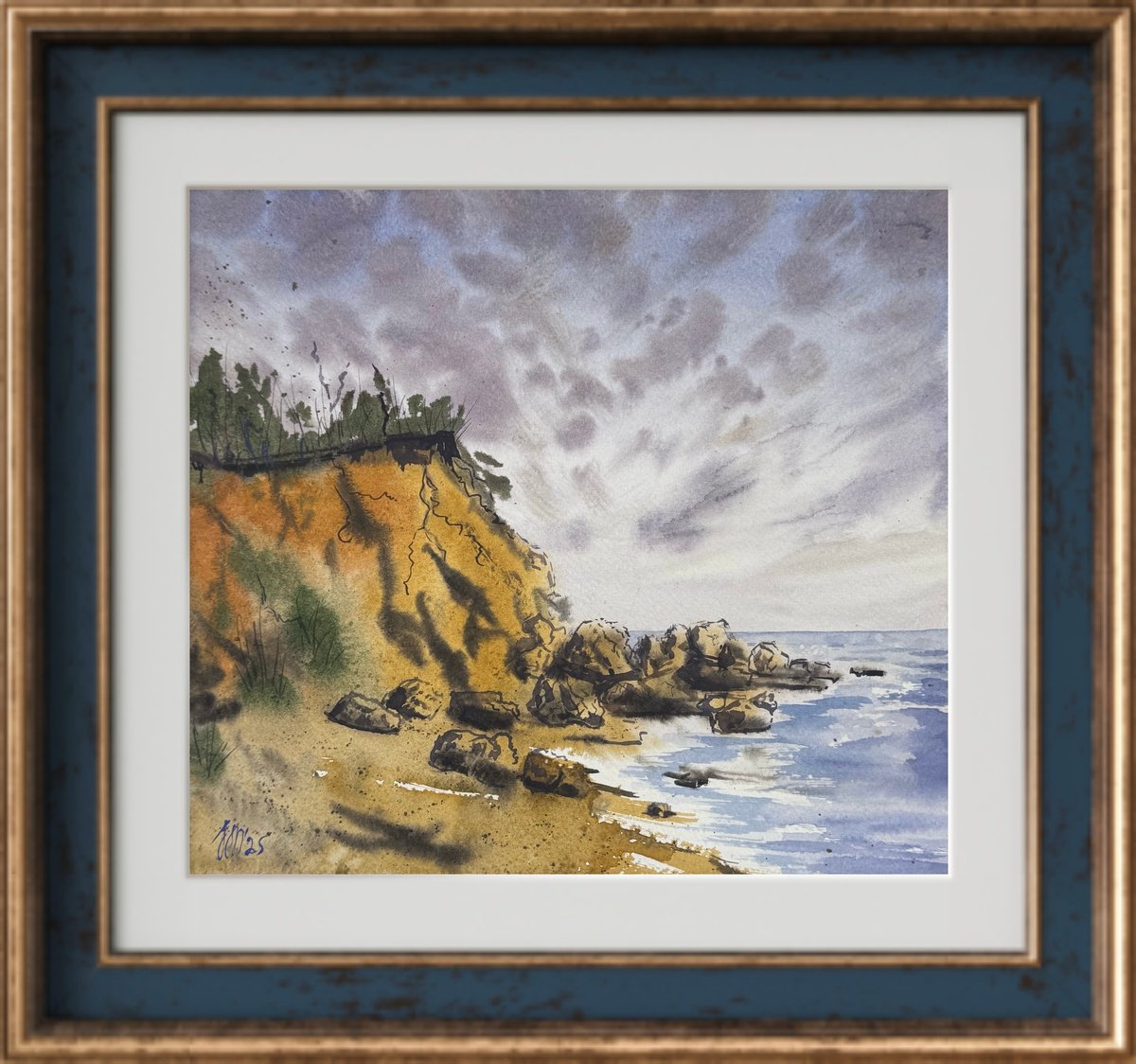 Impressionistic Watercolour , Sumer Seascape Plein Air By Yuliia Sharapova, 17 X 16, Artwork For Sale On Artfinder