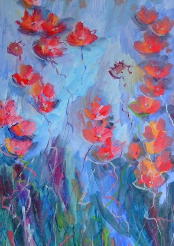 Bright Red Poppies